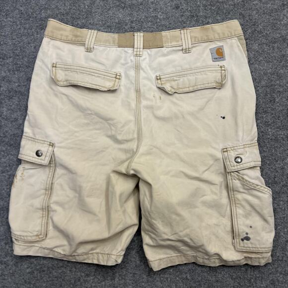 Carhartt Cargo Shorts Mens 32 Beige Relaxed Fit Workwear Utility Faded - Picture 2 of 9